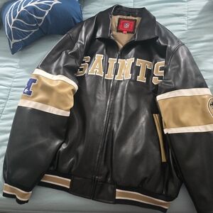 Saints Black and Tan Leather Jacket